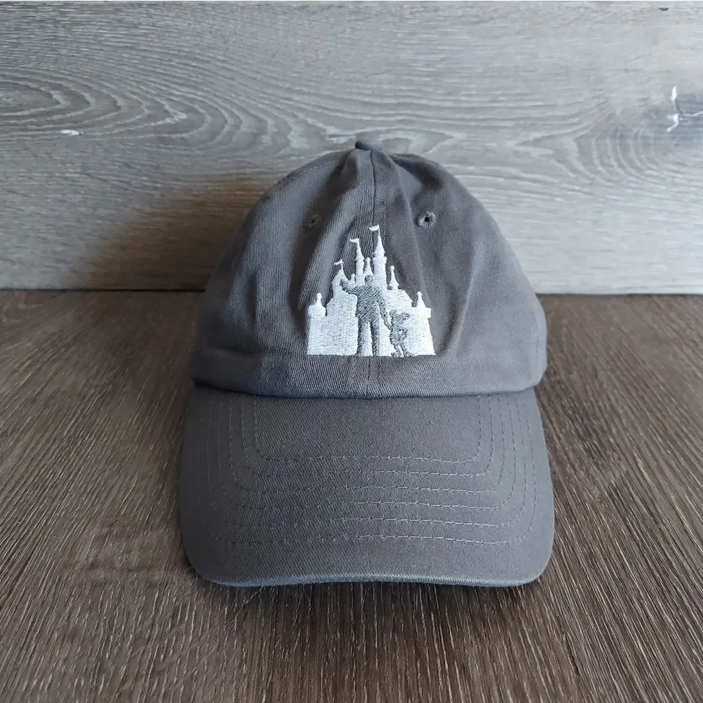 Walt Disney and Mickey Mouse Statue Silhouette Baseball Cap Hat in Gray